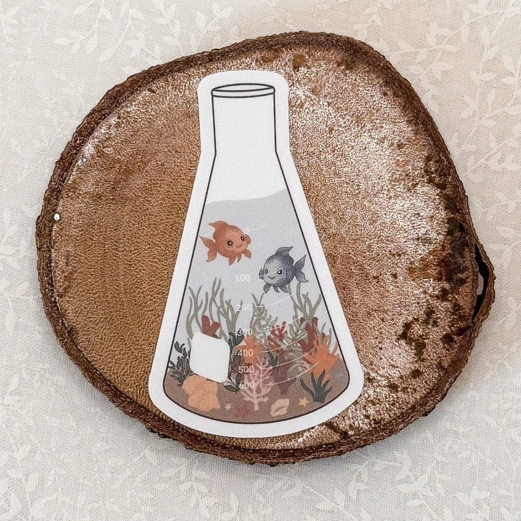 Erlenmeyer flask fish bowl | Sticker