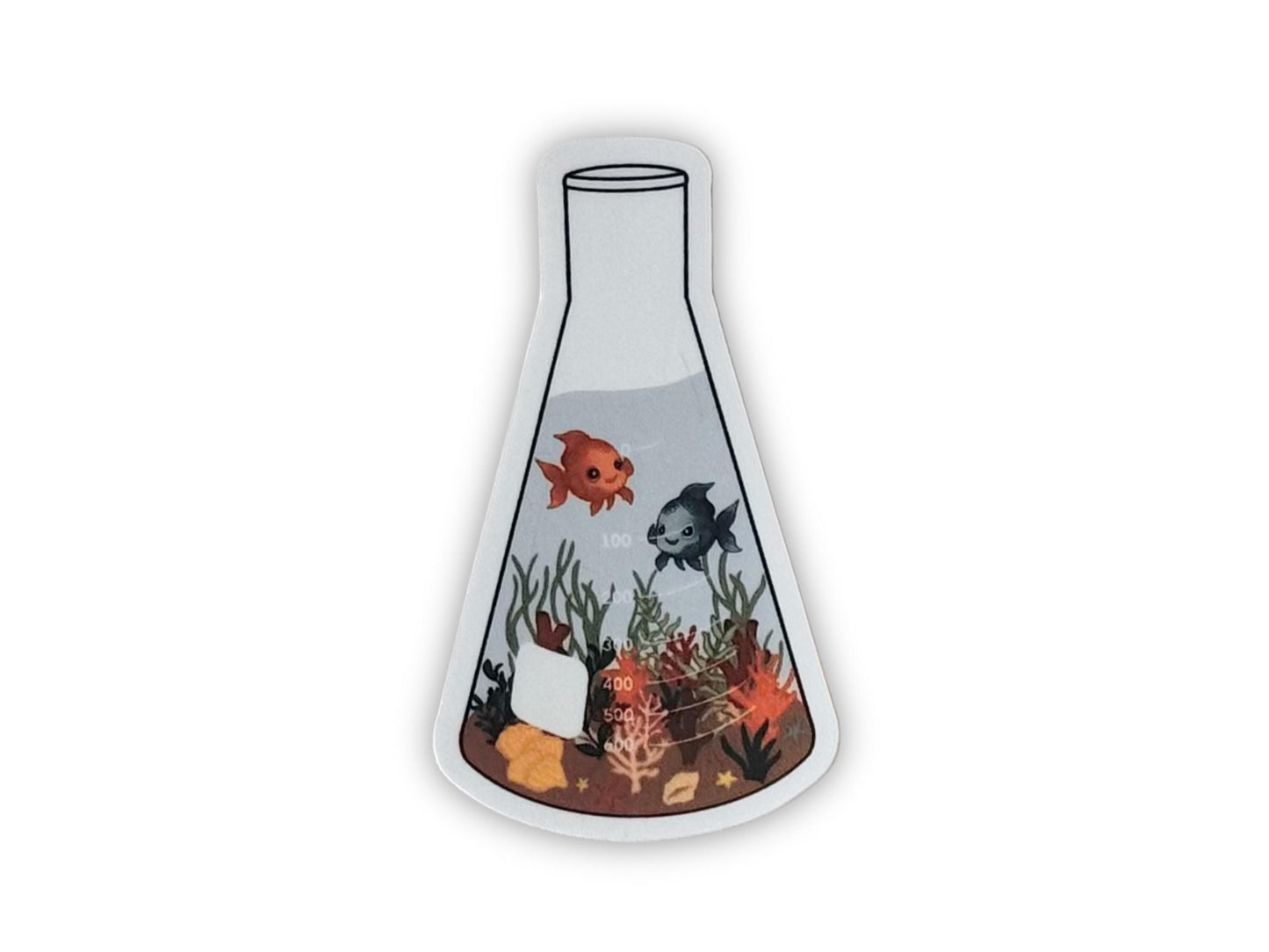 Erlenmeyer flask fish bowl | Sticker