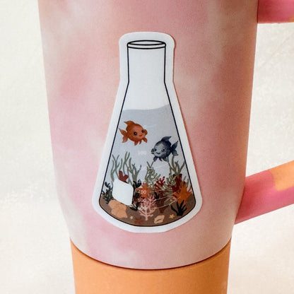 Erlenmeyer flask fish bowl | Sticker