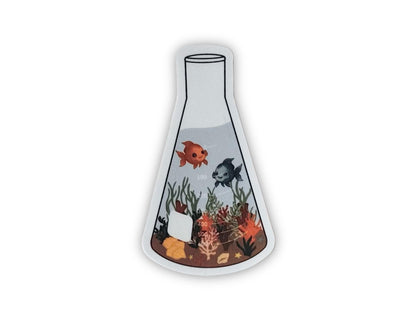 Erlenmeyer flask fish bowl | Sticker