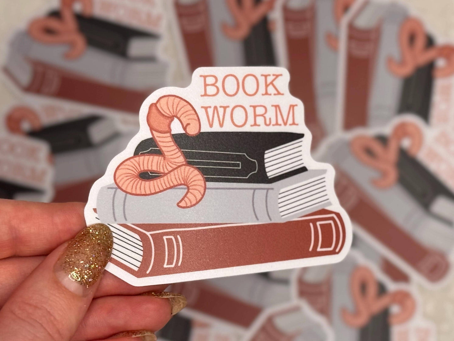 Pink bookworm | Sticker